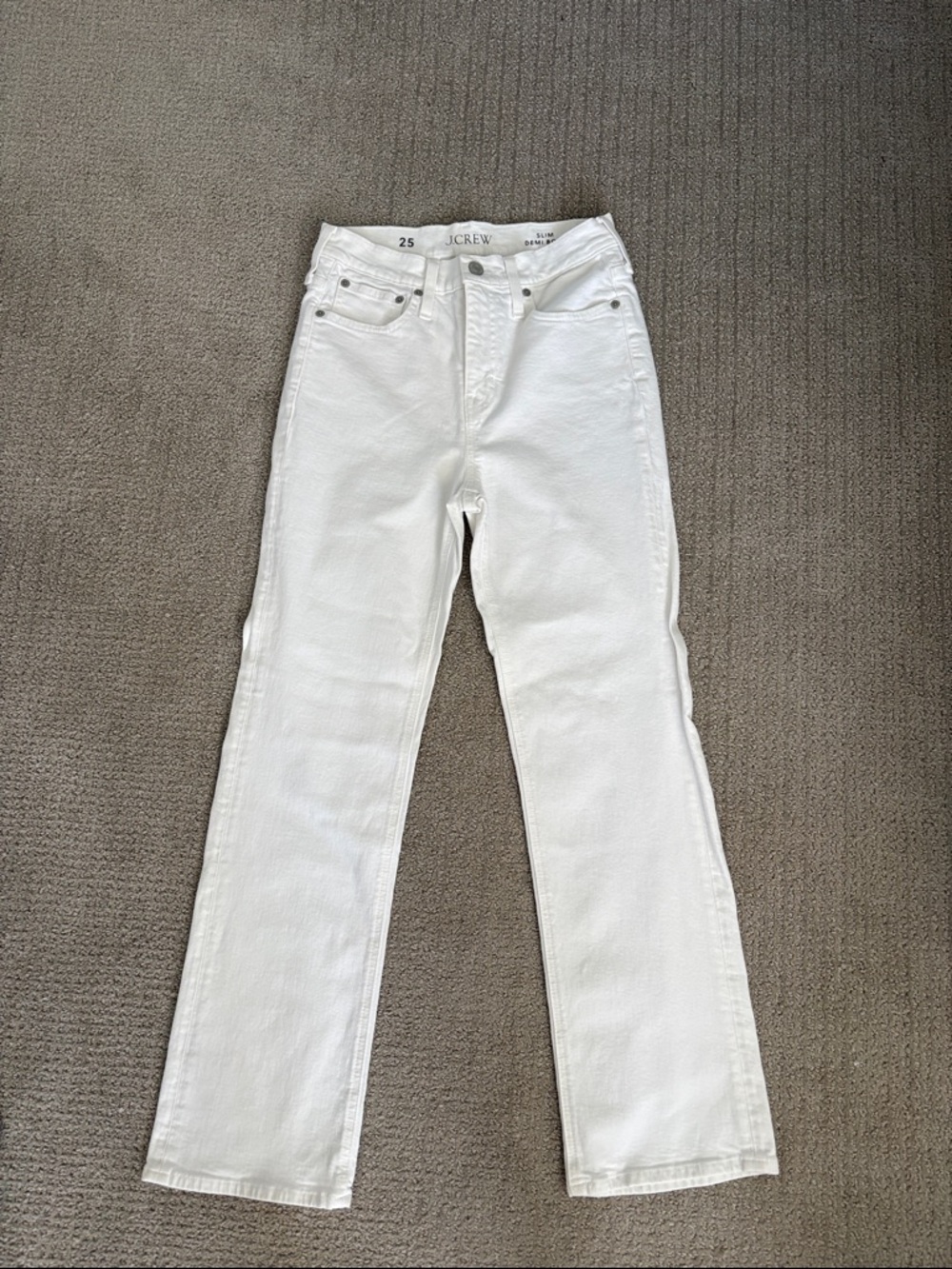 J. Crew Slim Demi boot white jeans. Size 25. 27inch inseam. Like new.